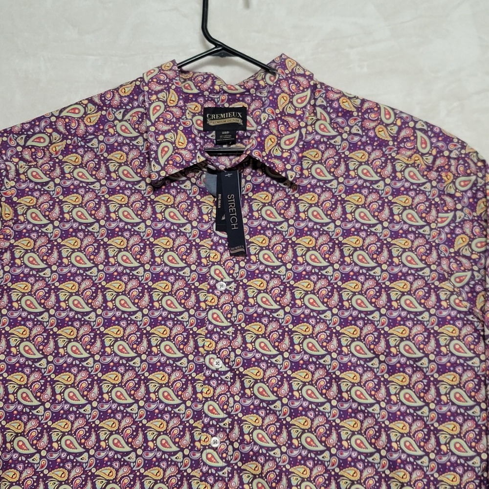 Cremieux Premium Denim Mens Shirt Sz 3XB Paisley Purple Long Sleeves New